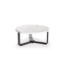 ANTICA COFFEE TABLE, TOP - WHITE MARBLE, FRAME - BLACK